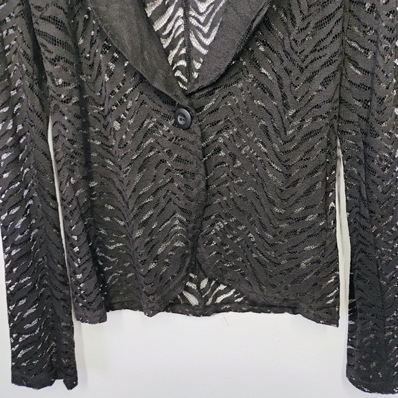 Spoiled Y2K Sheer Cardigan Womens Large Black Zebra Print Goth Lace - Picture 3 of 11